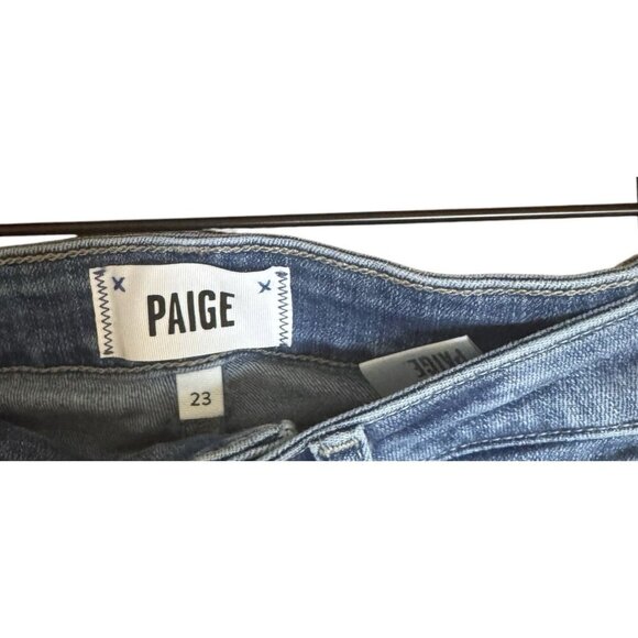 Paigen Hoxton Slim Jeans Size 24 Ankle Raw Hem Denim Stretch Mid-Rise Blue - Picture 12 of 14